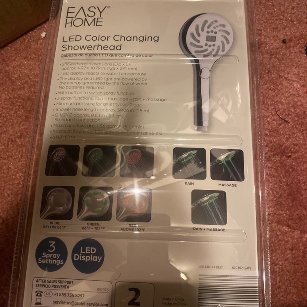 Easy Home LED Color Changing Showerhead - Silver - Picture 2 of 2
